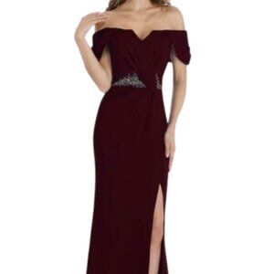 NWT Gia Franco 12915 Pleated Formal Gown Wine Size 10